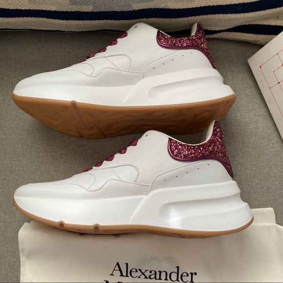 Alexander McQueen oversize sneaker white pink galaxy glitter 40/10 NWT - Picture 3 of 12